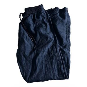 Vtg Reebok Y2K Track Pants Windbreaker Navy Lined Zip Leg Mens Small